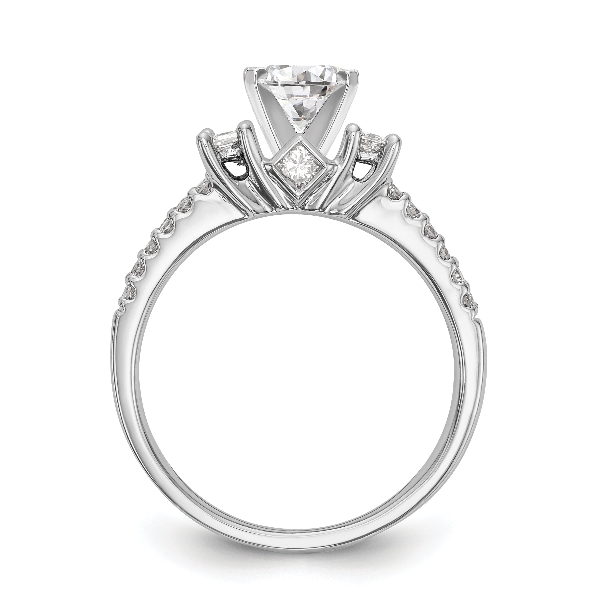 14K White Gold Diamond Peg Set Engagement Ring