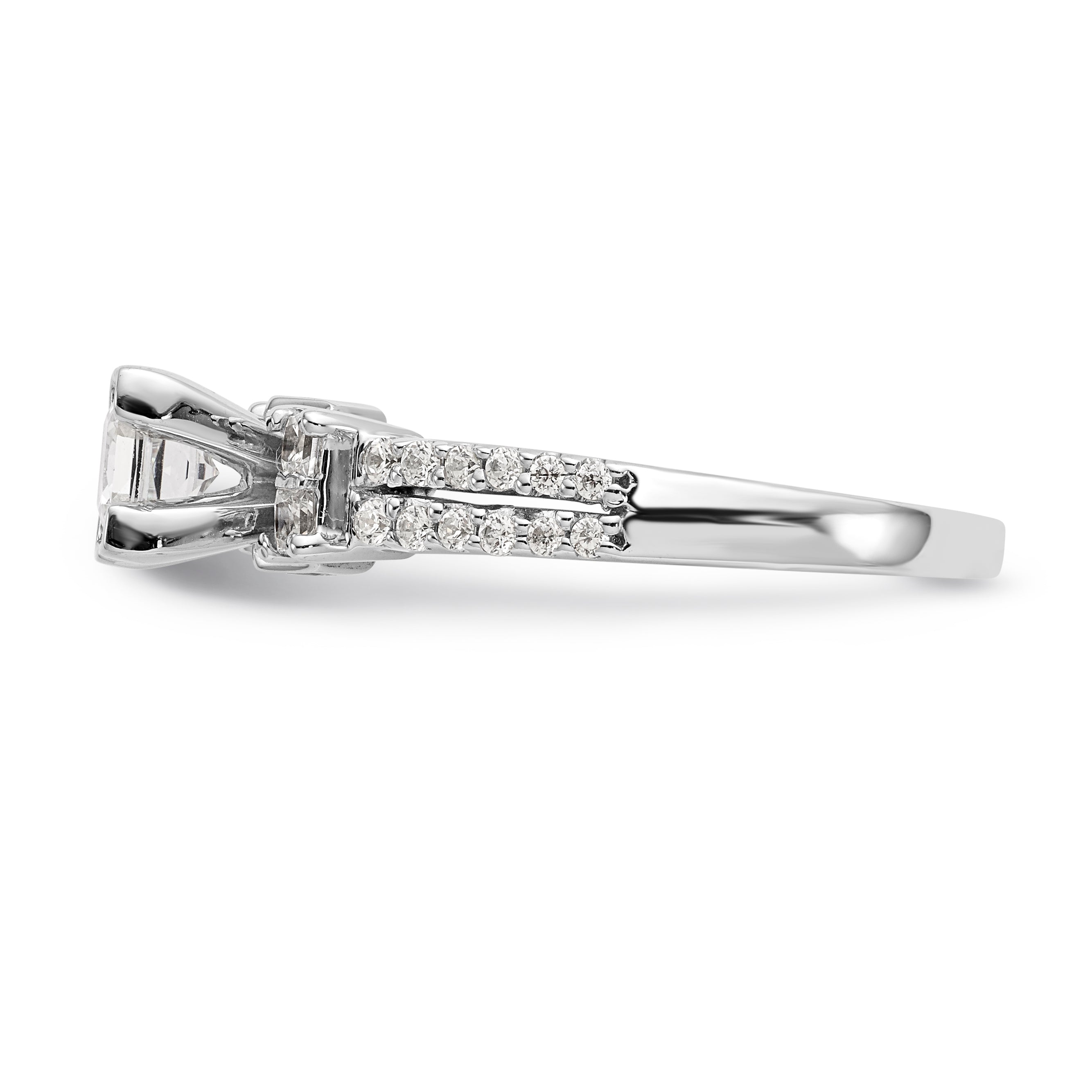 14K White Gold Diamond Peg Set Engagement Ring