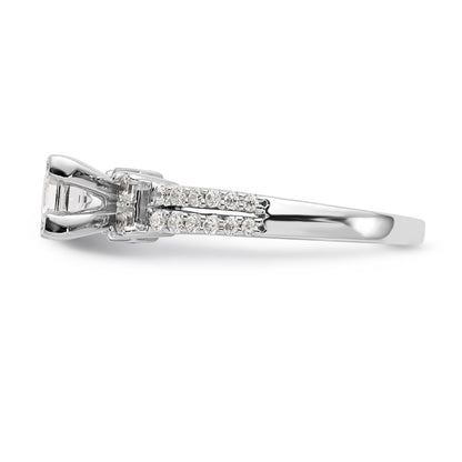 14K White Gold Diamond Peg Set Engagement Ring