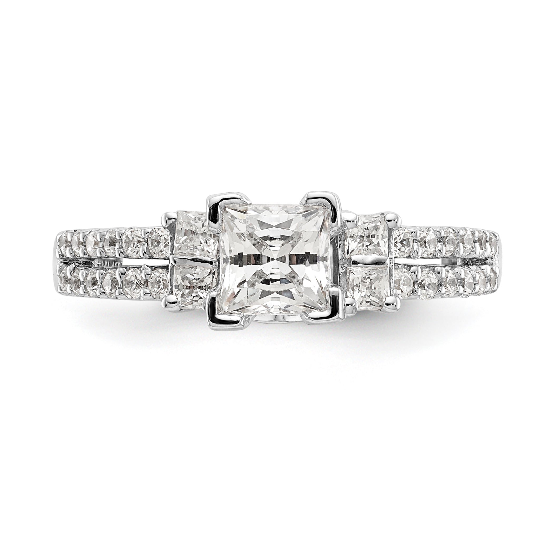 14K White Gold Diamond Peg Set Engagement Ring