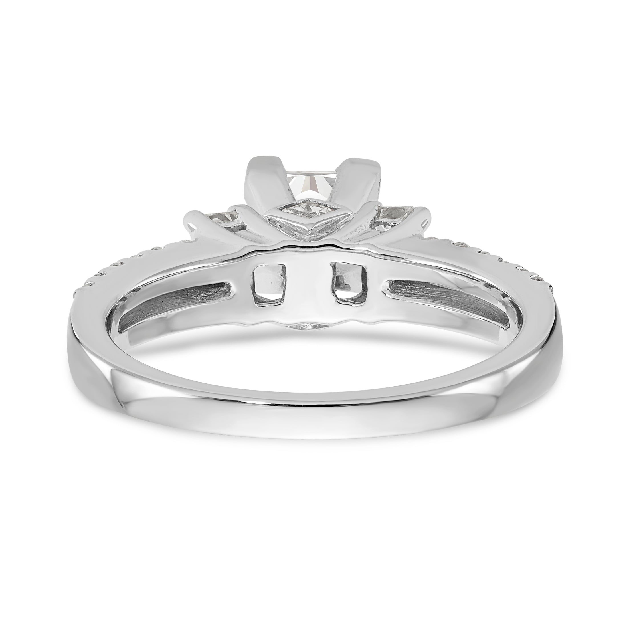14K White Gold Diamond Peg Set Engagement Ring