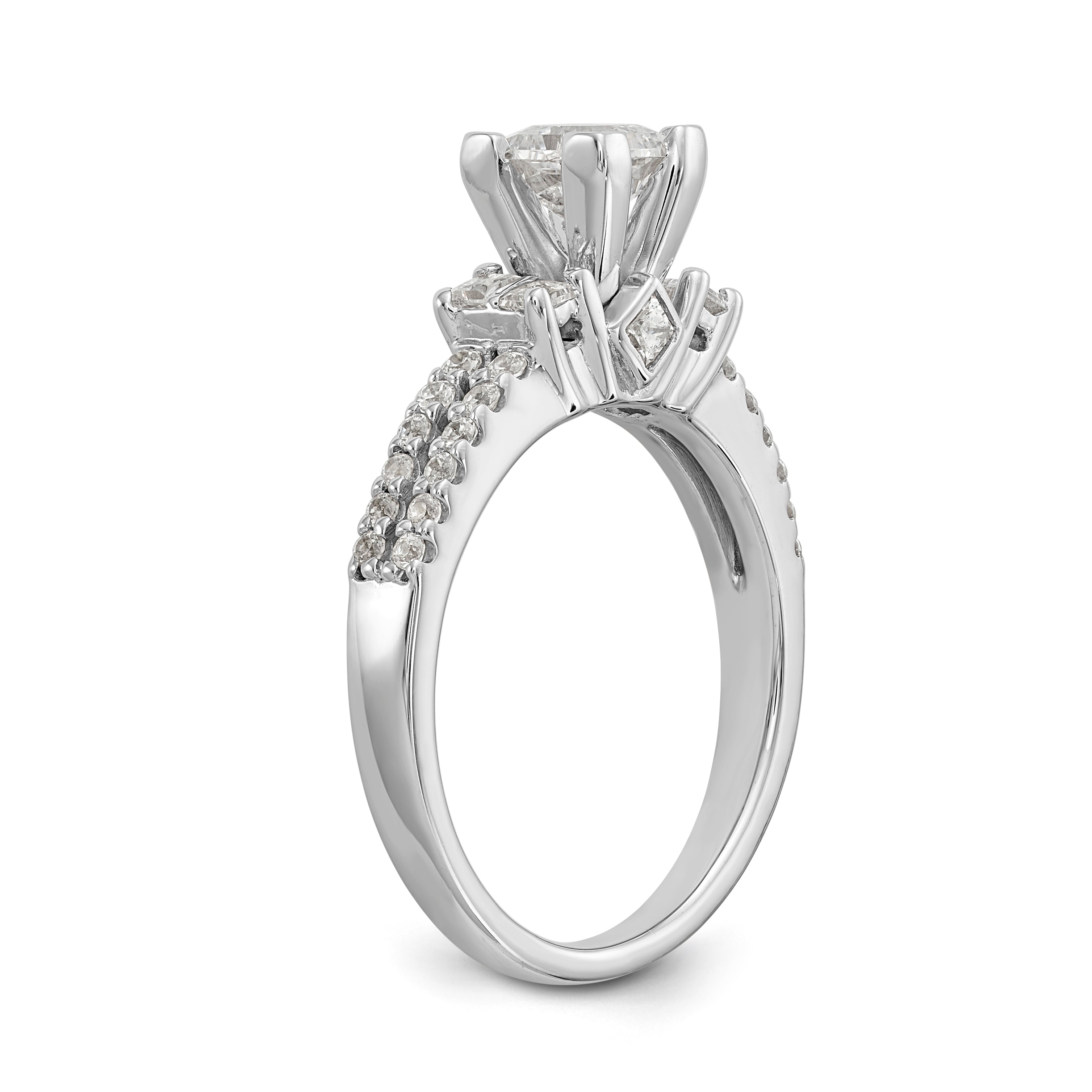 14K White Gold Diamond Peg Set Engagement Ring