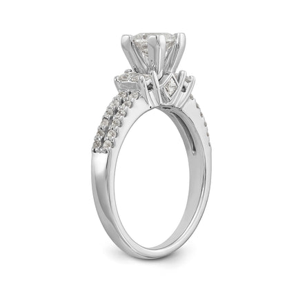 14K White Gold Diamond Peg Set Engagement Ring