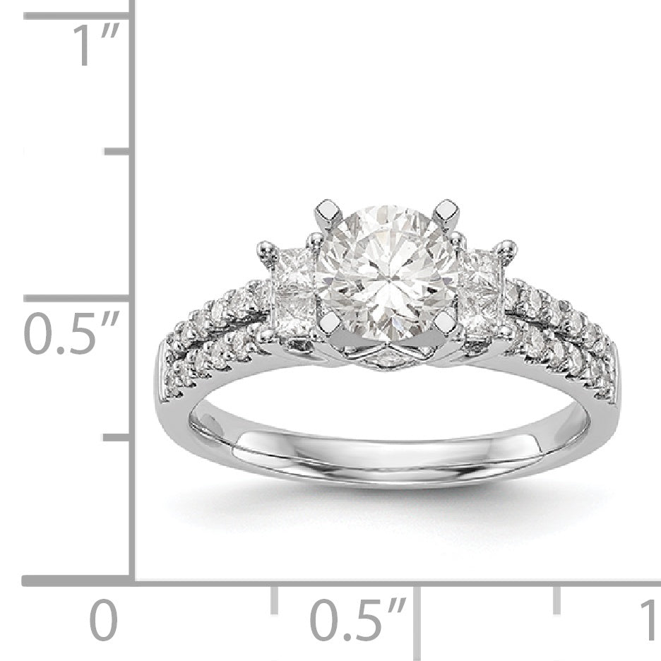 14K White Gold Diamond Peg Set Engagement Ring