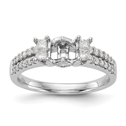 14K White Gold Diamond Peg Set Engagement Ring