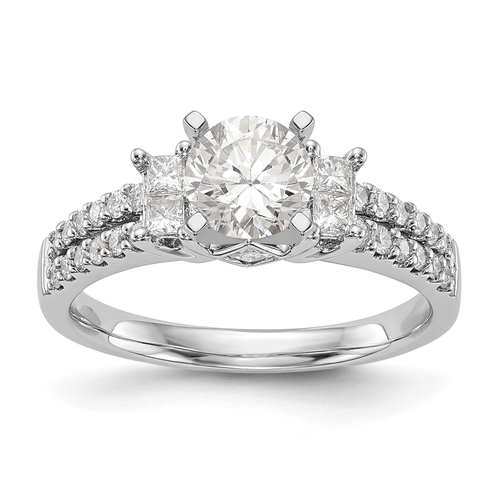 14K White Gold Diamond Peg Set Engagement Ring