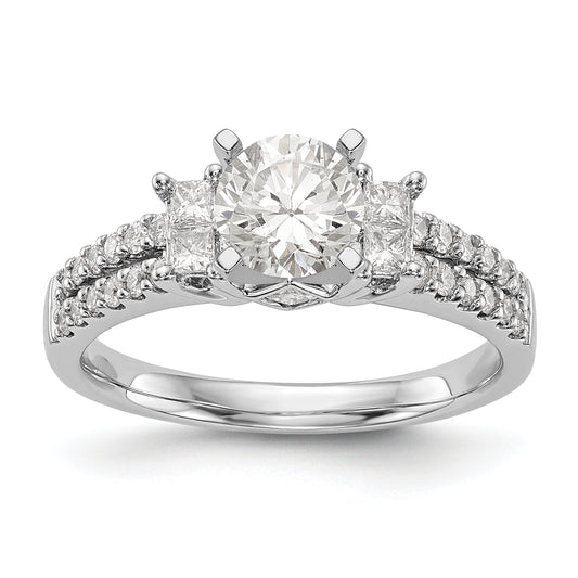 14K White Gold Diamond Peg Set Engagement Ring