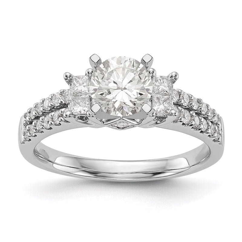14K White Gold Diamond Peg Set Engagement Ring