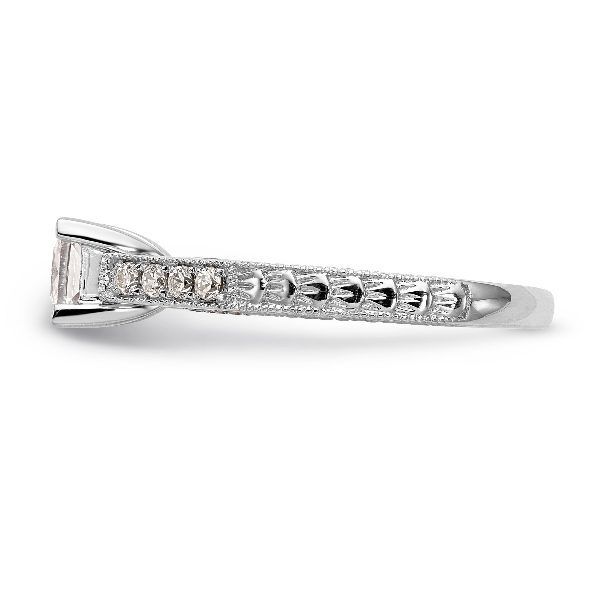 14K White Gold Simulated Diamond Engagement Ring
