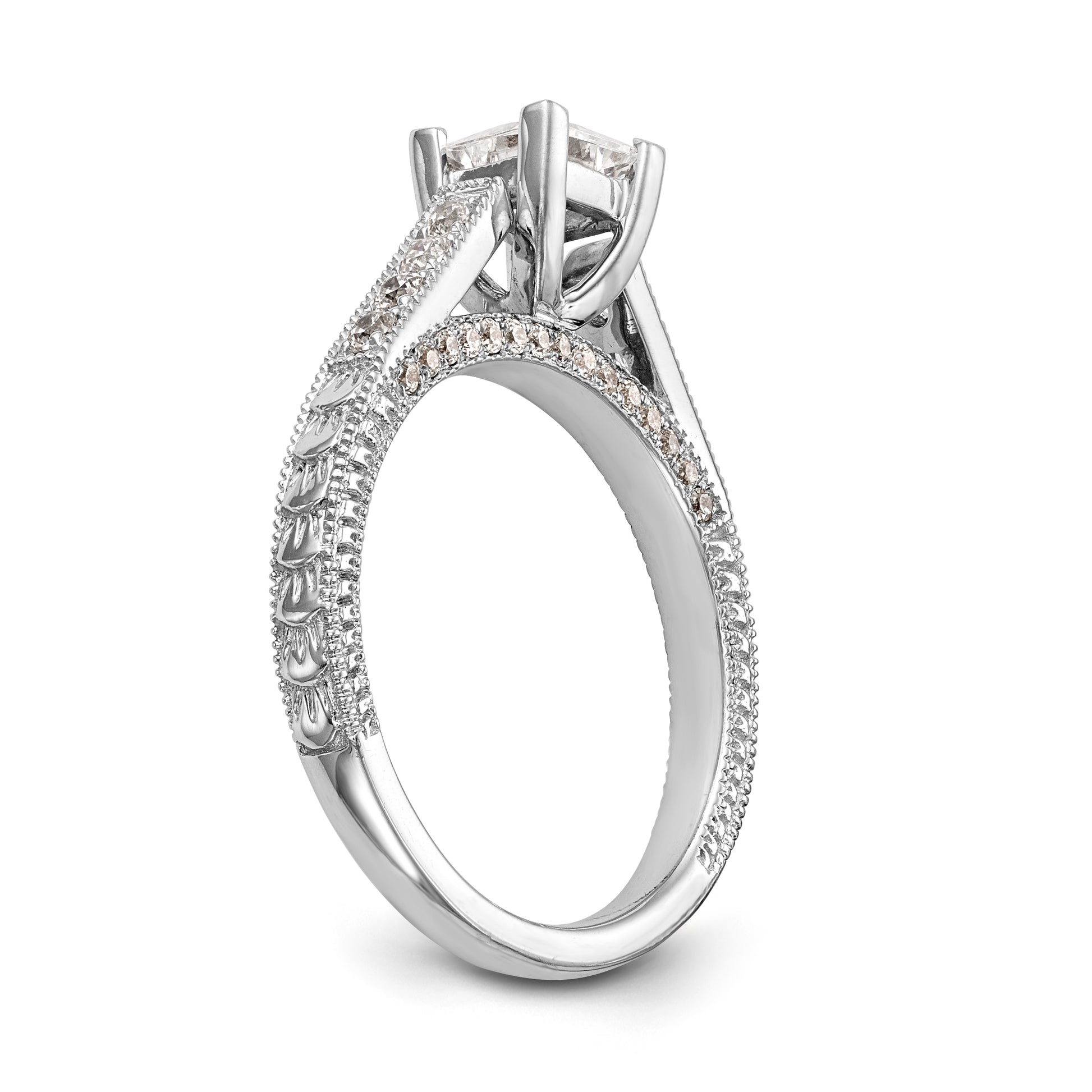 14K White Gold Simulated Diamond Engagement Ring