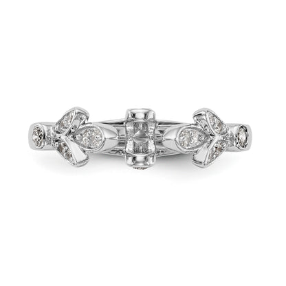 14K White Gold Diamond Peg Set CZ Engagement Ring