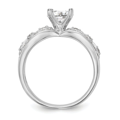 14K White Gold Peg Set Diamond Engagement Ring