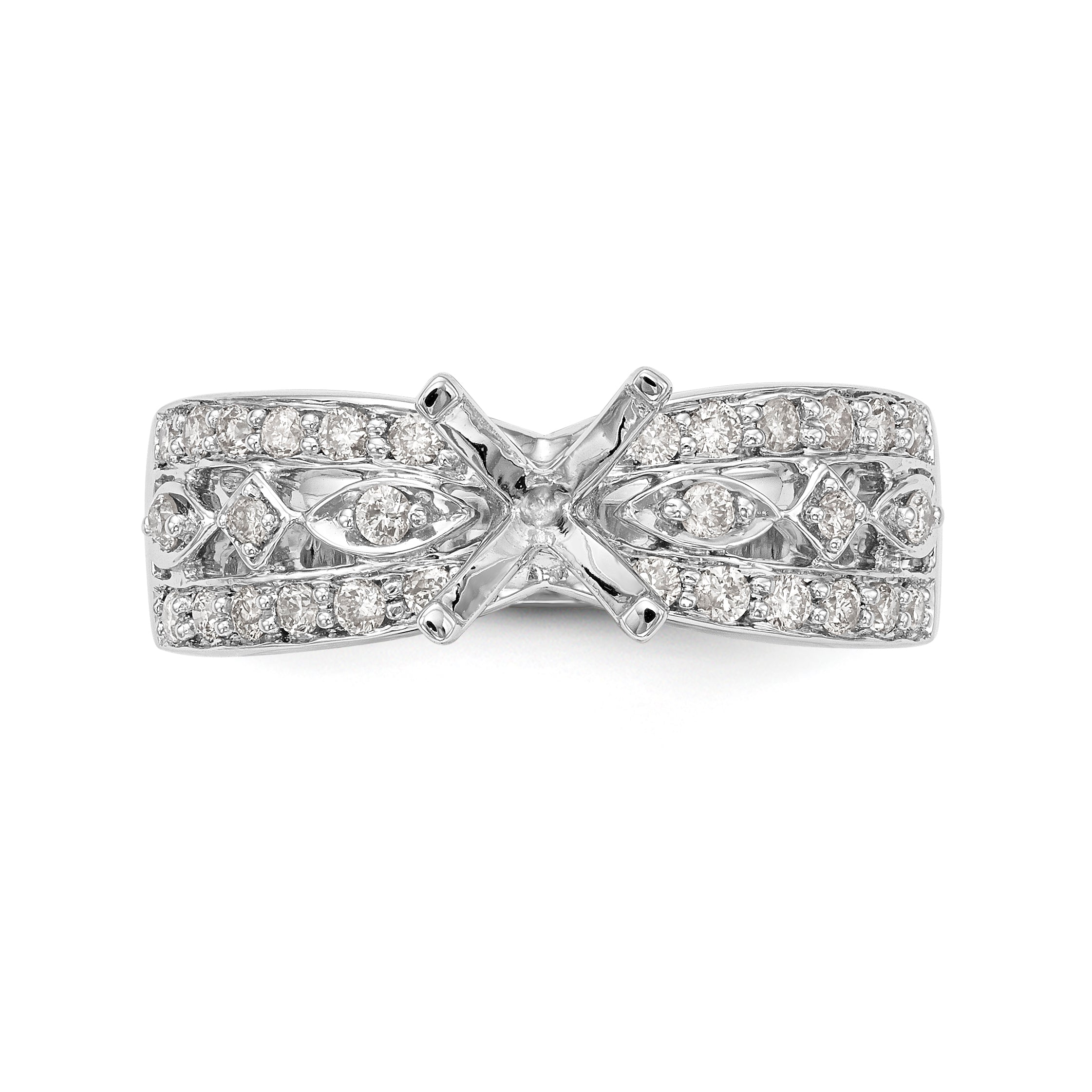 14K White Gold Peg Set Diamond Engagement Ring