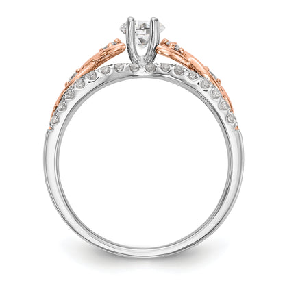 14k White Gold and Rose Gold Peg Set Diamond Engagement Ring