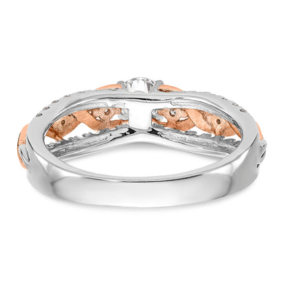14k White Gold and Rose Gold Peg Set Diamond Engagement Ring