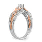 14k White Gold and Rose Gold Peg Set Diamond Engagement Ring