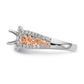 14k White Gold and Rose Gold Diamond Peg Set CZ Engagement Ring