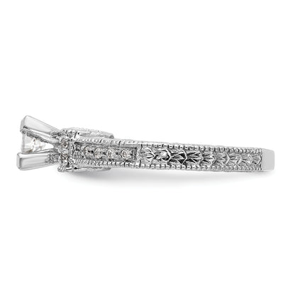 14K White Gold Diamond Peg Set Engagement Ring