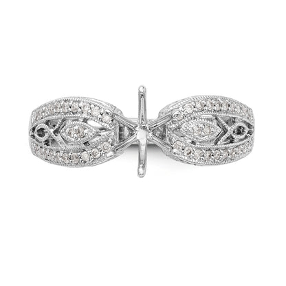14K White Gold Diamond Peg Set CZ Engagement Ring