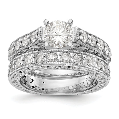 14K White Gold Diamond Peg Set Engagement Ring