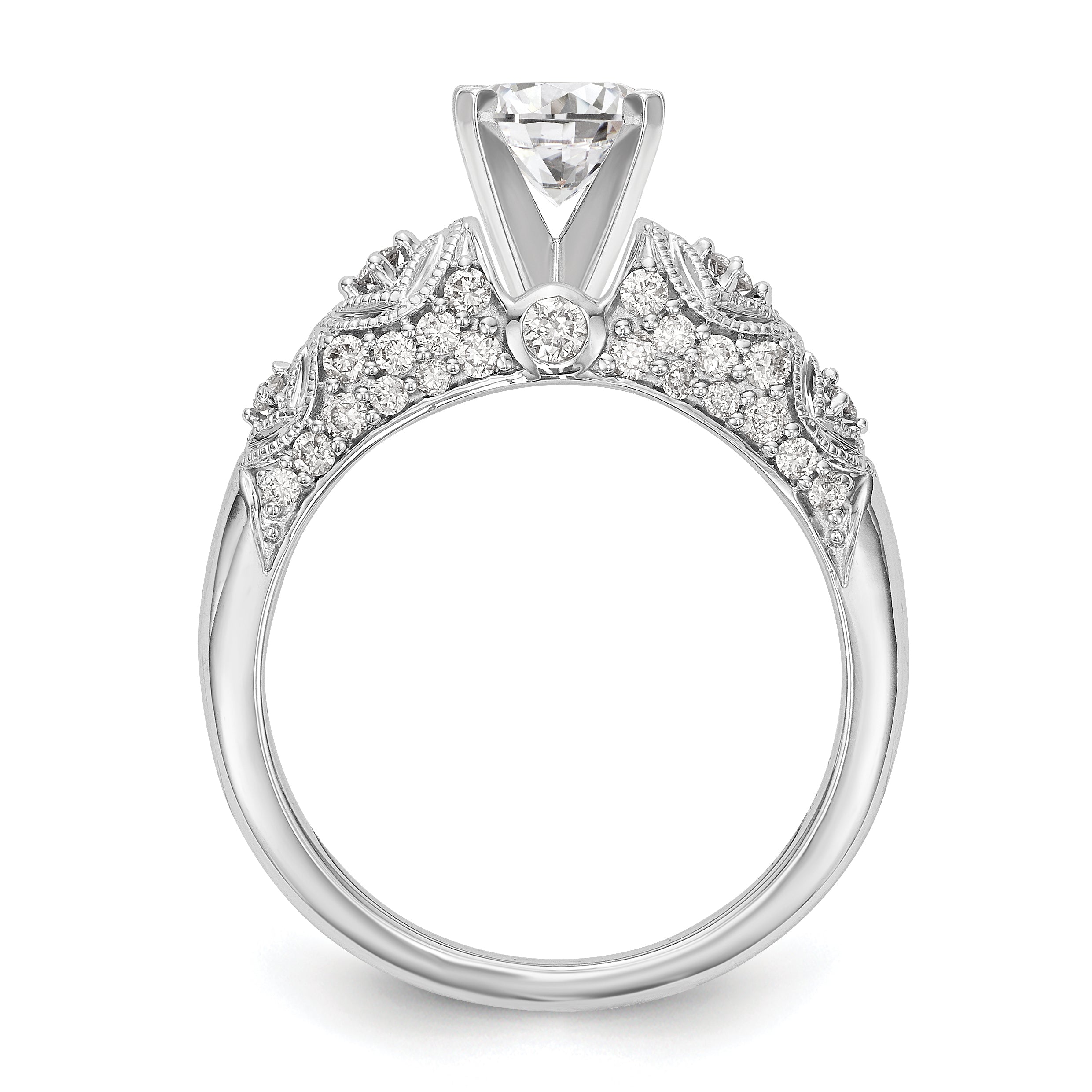 14K White Gold Diamond Peg Set Engagement Ring