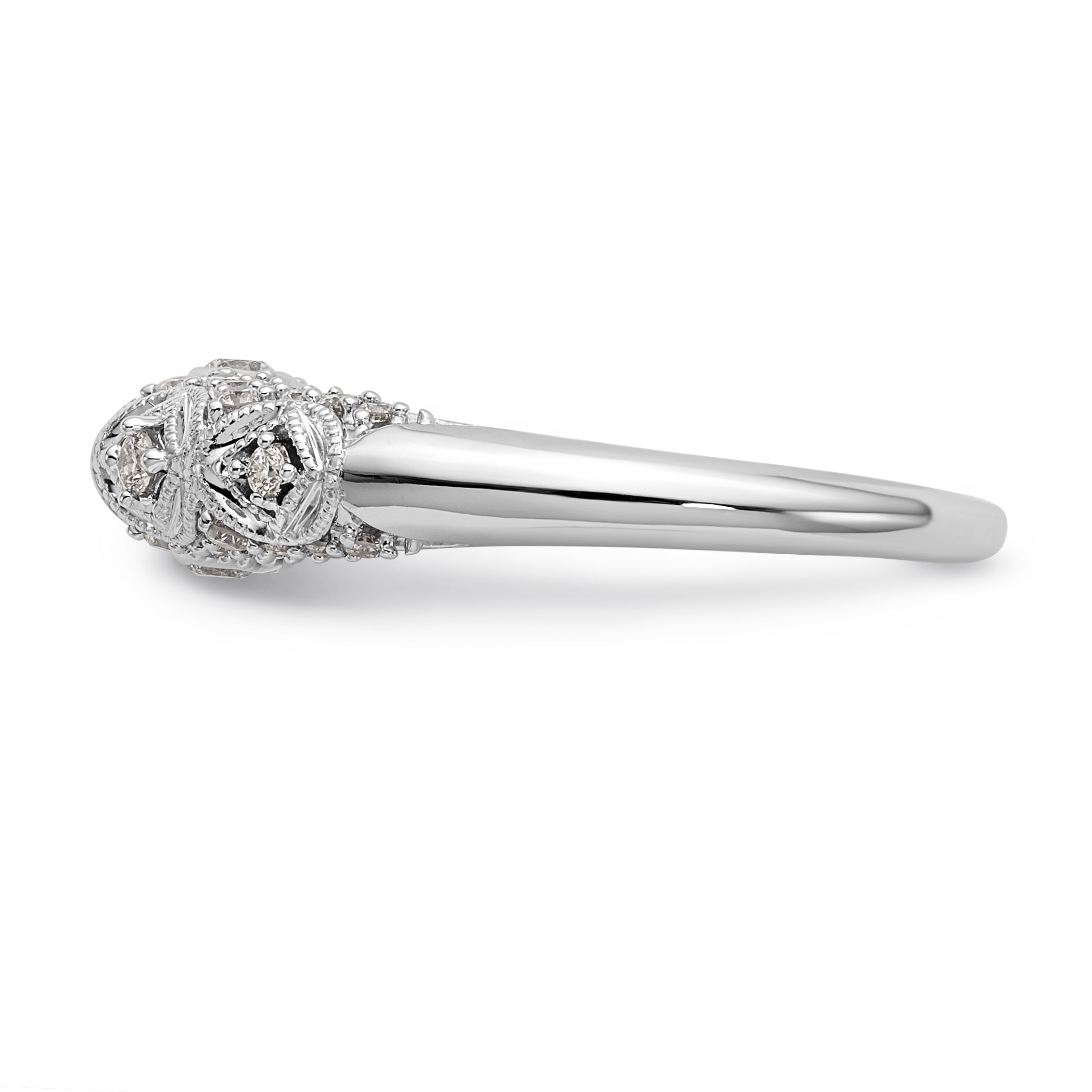 14K White Gold Diamond Peg Set Engagement Ring