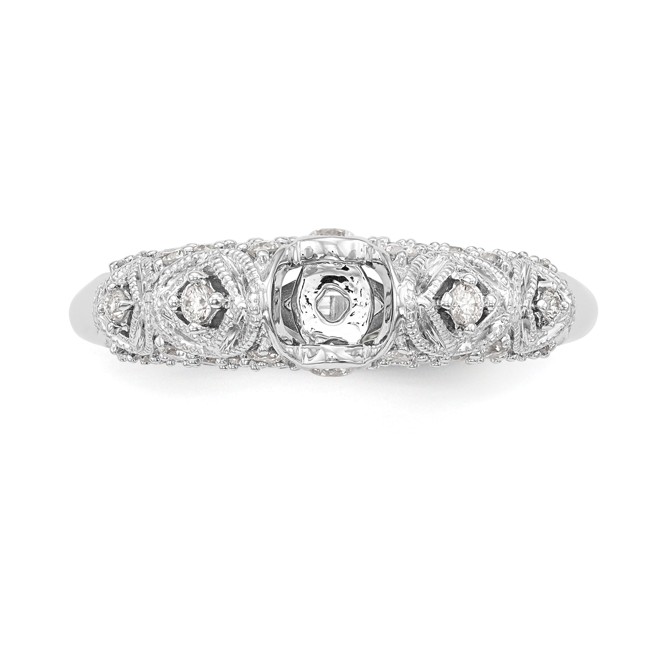 14K White Gold Diamond Peg Set Engagement Ring
