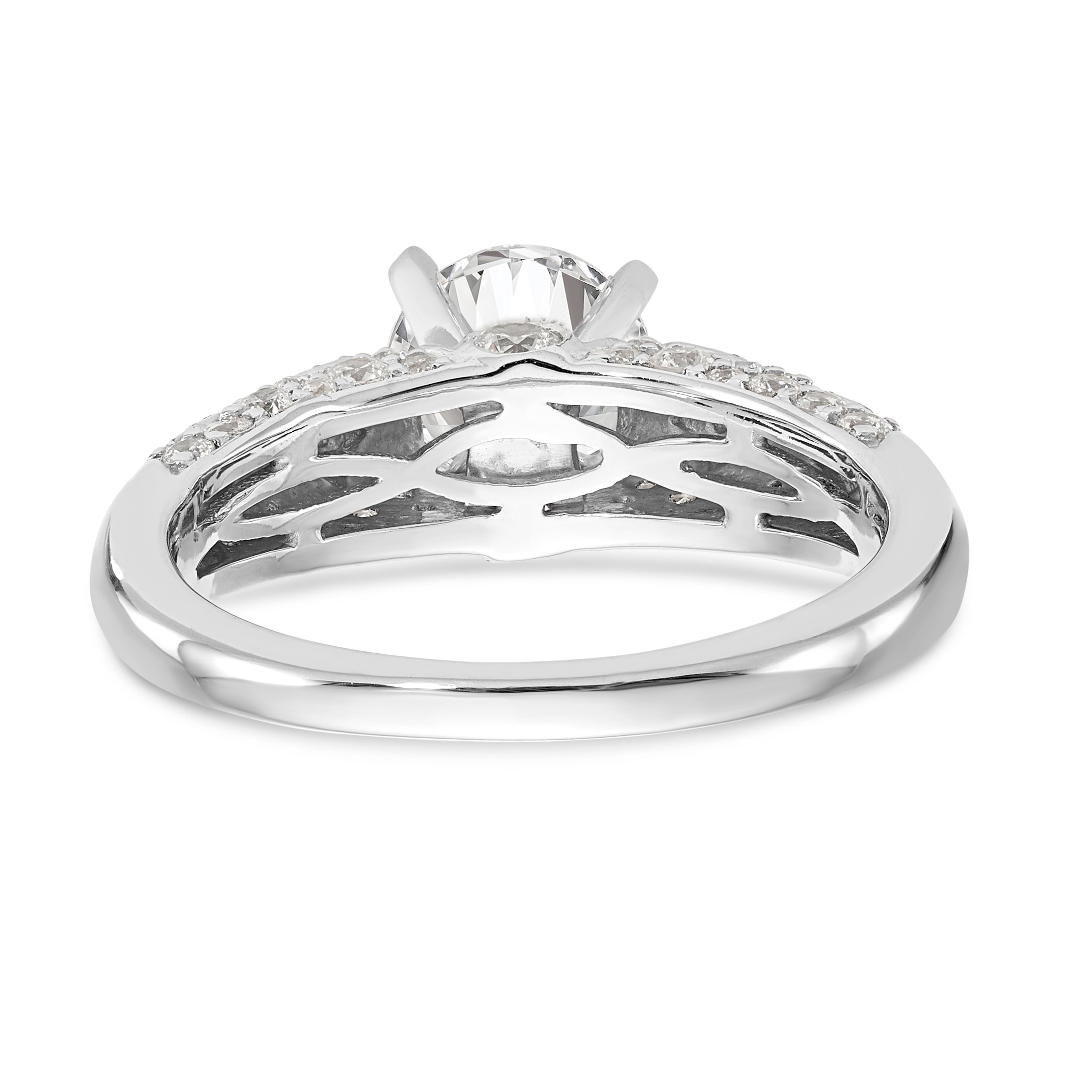 14K White Gold Diamond Peg Set Engagement Ring