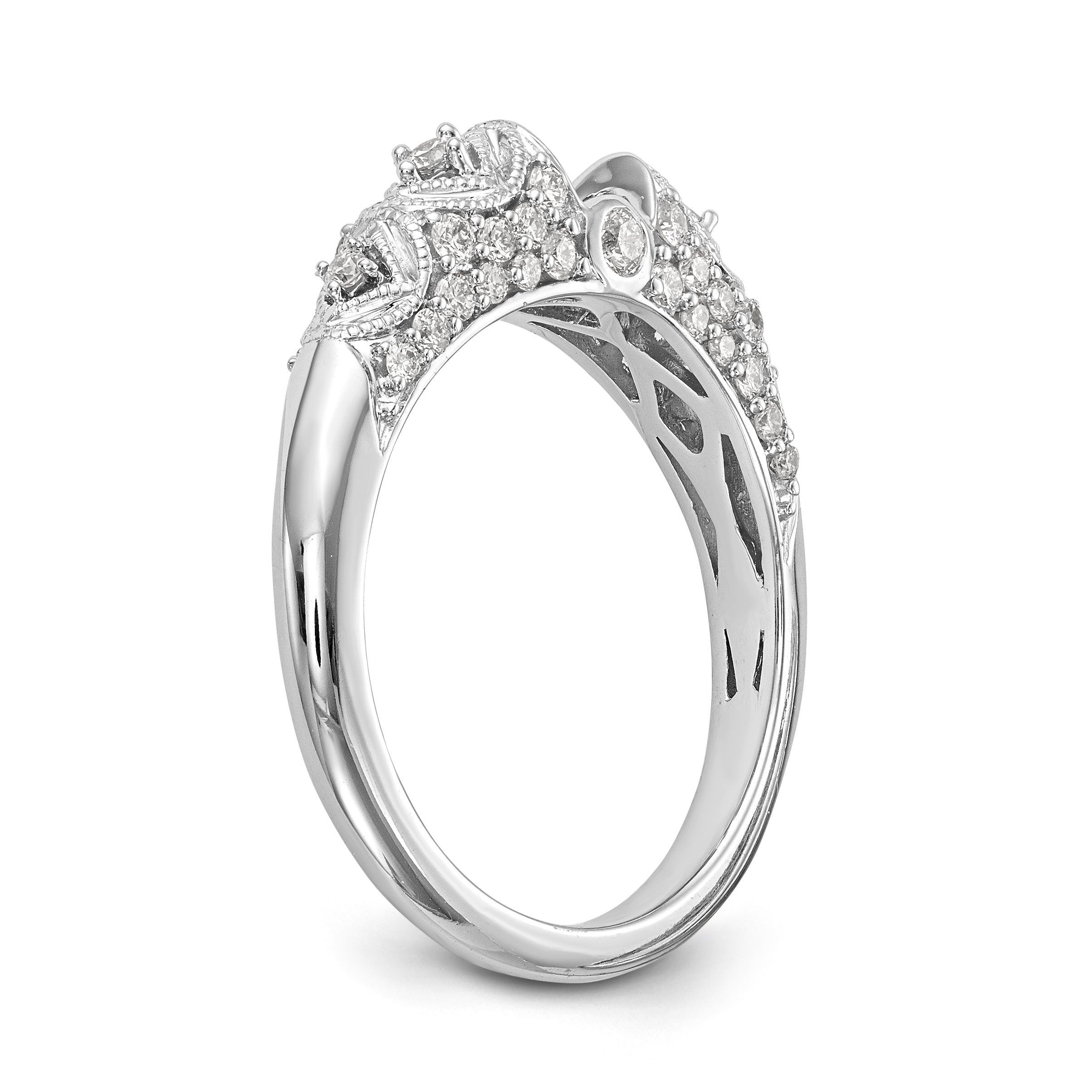 14K White Gold Diamond Peg Set Engagement Ring