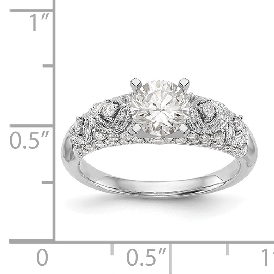 14K White Gold Diamond Peg Set Engagement Ring