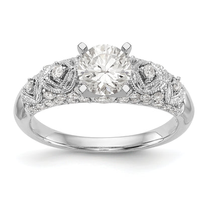 14K White Gold Diamond Peg Set Engagement Ring