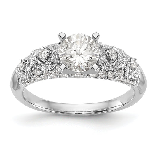 14K White Gold Diamond Peg Set Engagement Ring