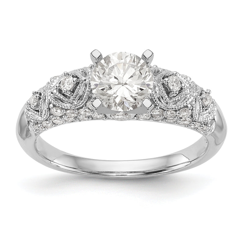 14K White Gold Diamond Peg Set Engagement Ring