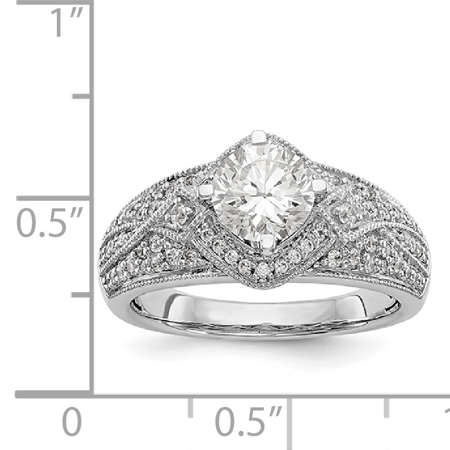 14K White Gold Diamond 4 Prong Round CZ Engagement Ring