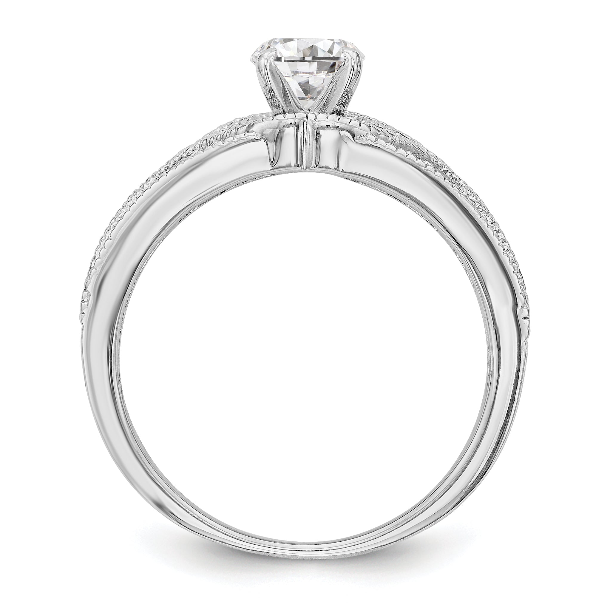 14K White Gold Peg Set Diamond Engagement Ring