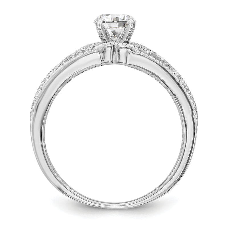 14K White Gold Peg Set Diamond Engagement Ring