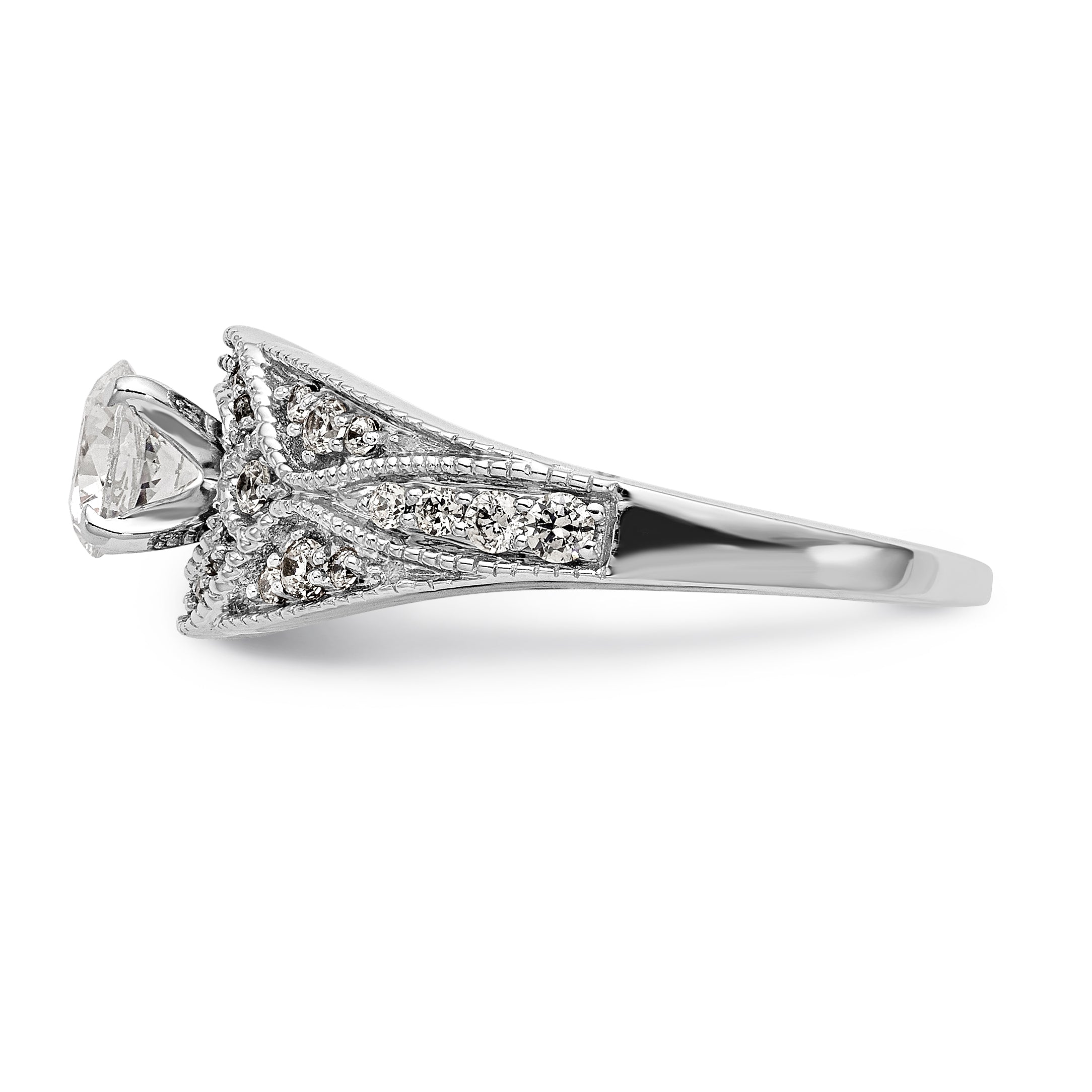 14K White Gold Peg Set Diamond Engagement Ring