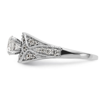 14K White Gold Peg Set Diamond Engagement Ring