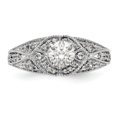 14K White Gold Peg Set Diamond Engagement Ring
