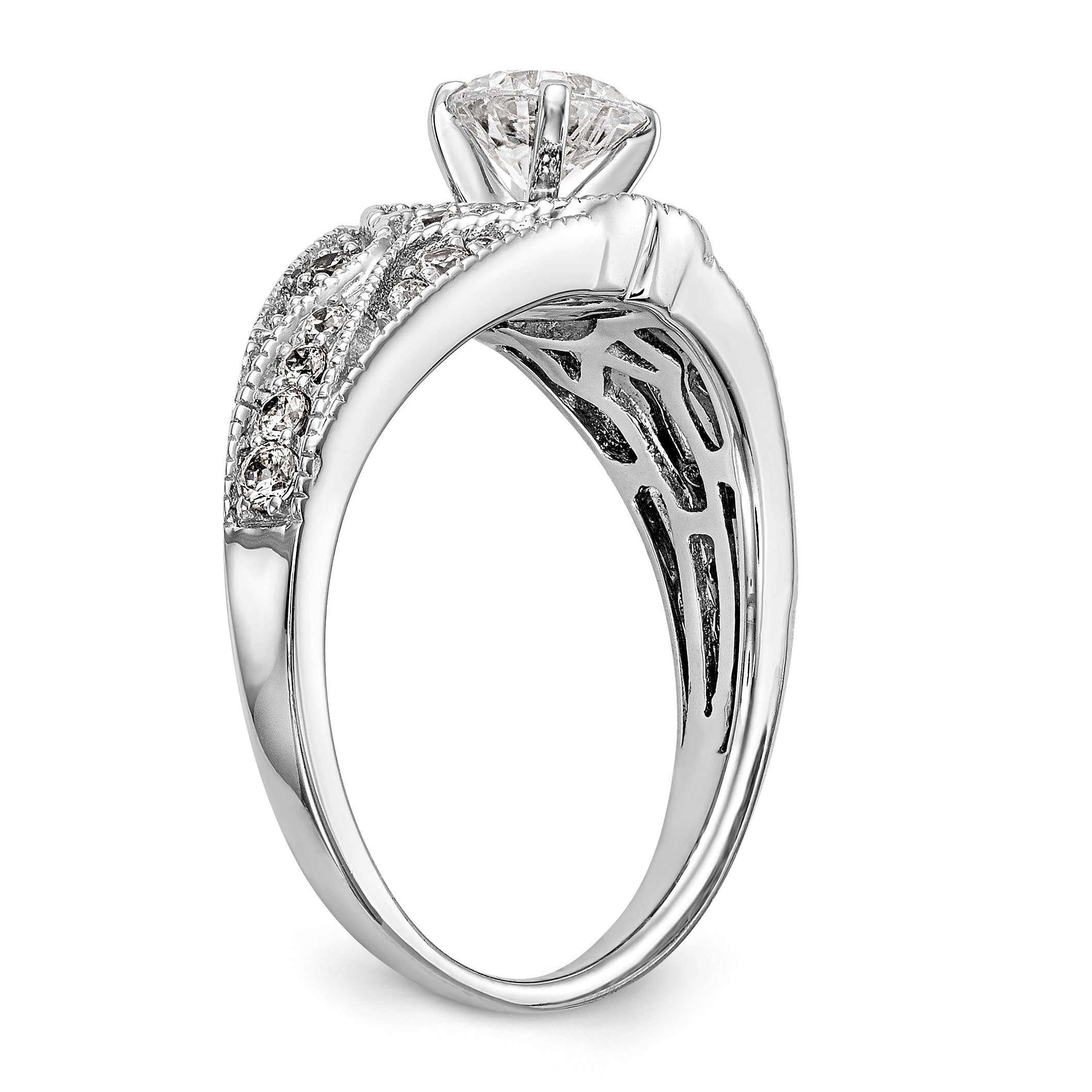 14K White Gold Peg Set Diamond Engagement Ring