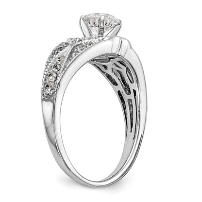14K White Gold Peg Set Diamond Engagement Ring