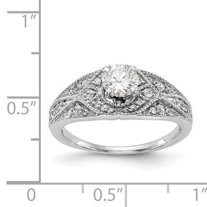 14K White Gold Peg Set Diamond Engagement Ring