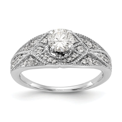 14K White Gold Peg Set Diamond Engagement Ring