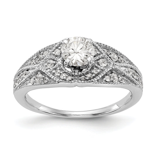 14K White Gold Peg Set Diamond Engagement Ring