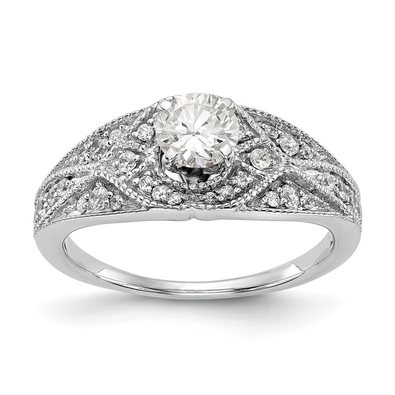 14K White Gold Peg Set Diamond Engagement Ring