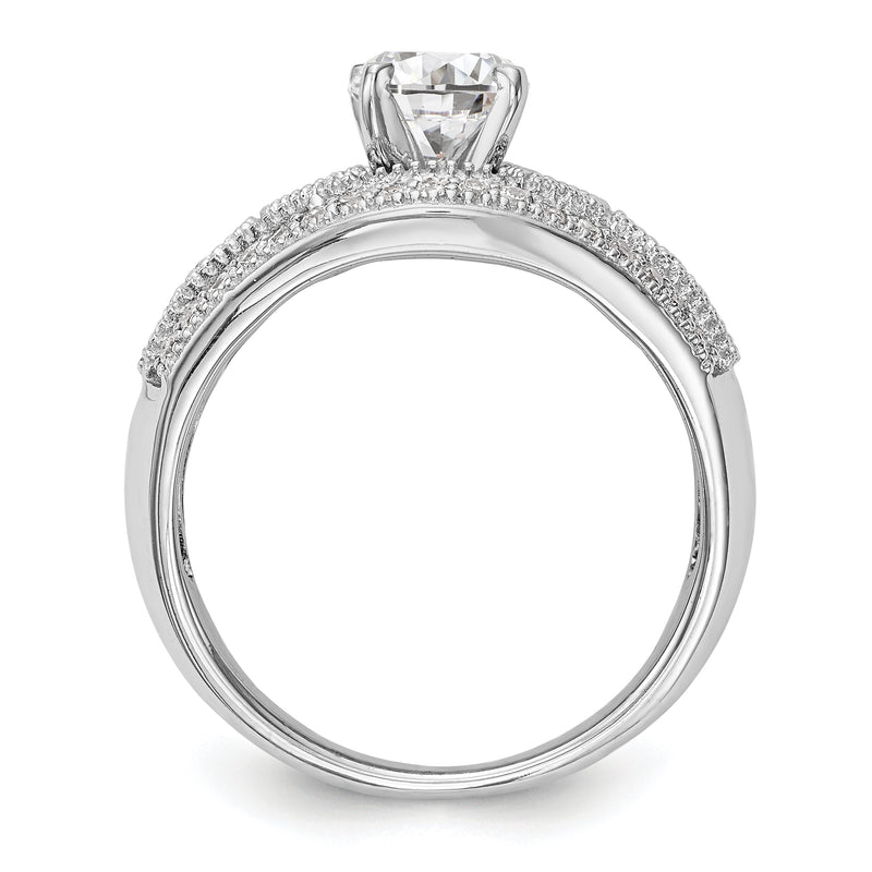 14K White Gold Peg Set Diamond Engagement Ring