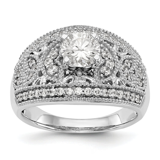 14K White Gold Peg Set Diamond Engagement Ring
