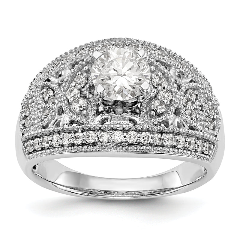 14K White Gold Peg Set Diamond Engagement Ring