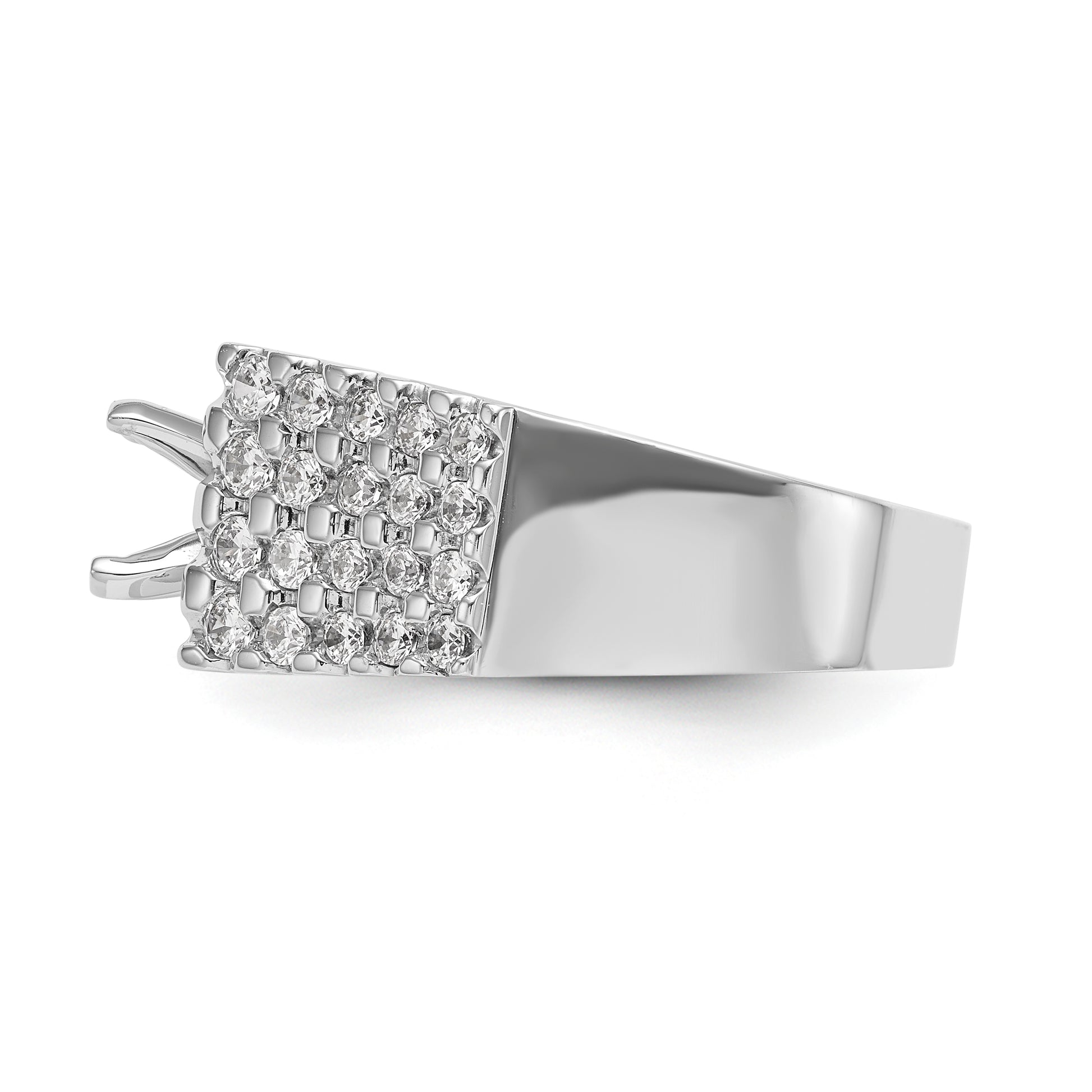 14K White Gold Diamond Peg Set Engagement Ring