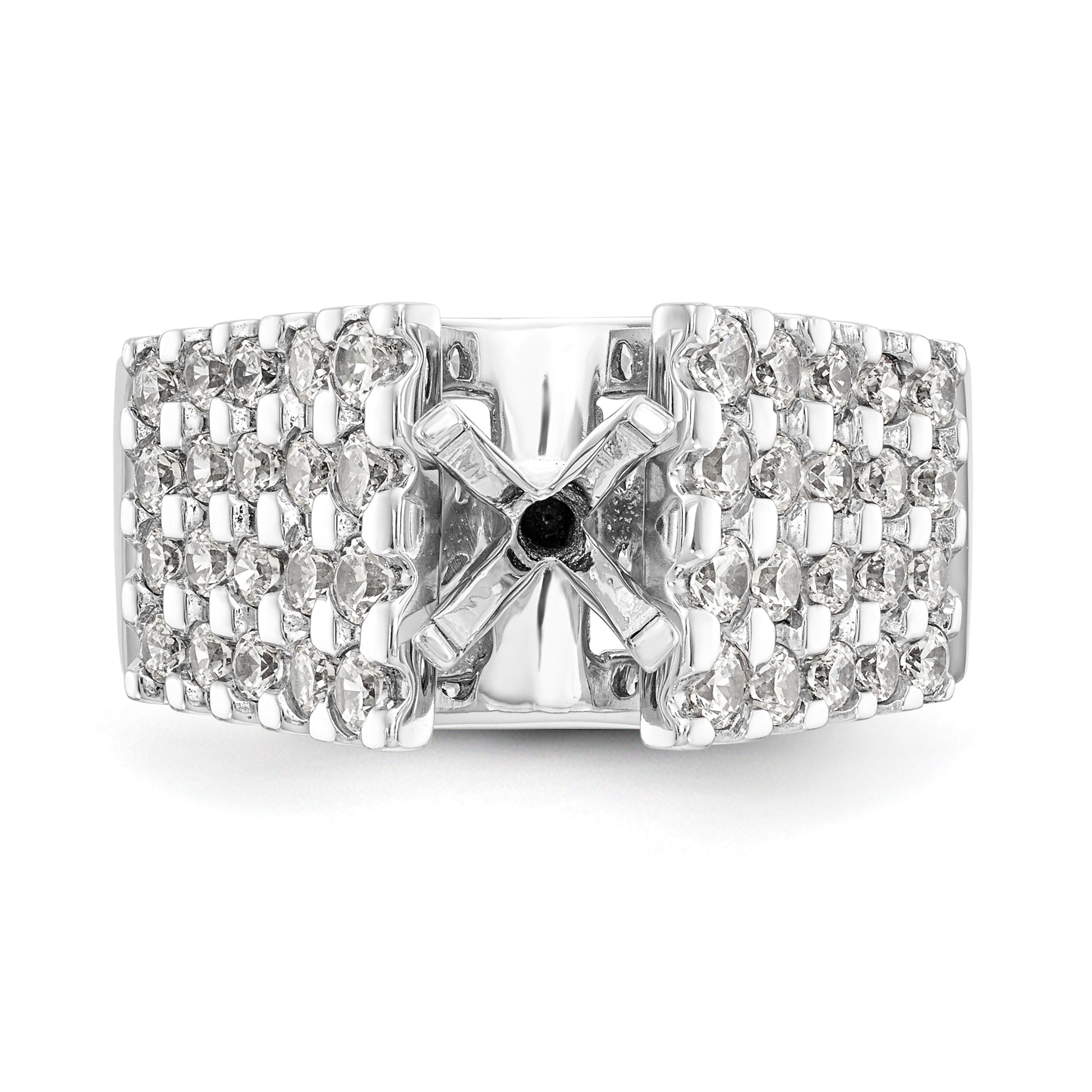 14K White Gold Diamond Peg Set Engagement Ring